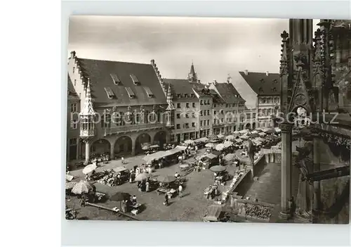 Freiburg Breisgau Blick vom Muenster auf den Marktplatz und Kaufhaus Kat. Freiburg im Breisgau