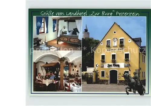 Posterstein Landhotel Zur Burg Jagtzimmer Restaurant Sommergarten Kat. Posterstein