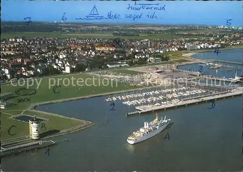 Cuxhaven Nordseebad Fliegeraufnahme Neue Seebaderbruecke Yachthafen Alte Liebe  Kat. Cuxhaven