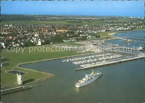 Cuxhaven Nordseebad Fliegeraufnahme Seebaederbruecke Yachthafen Alte Liebe Kat. Cuxhaven