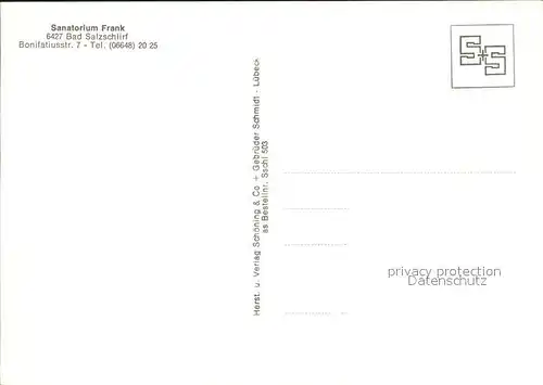 Bad Salzschlirf Sanatorium Frank Kat. Bad Salzschlirf