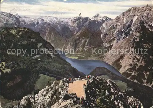 Berchtesgaden Bergkanzel am Jenner mit Blick auf Koenigssee Kat. Berchtesgaden