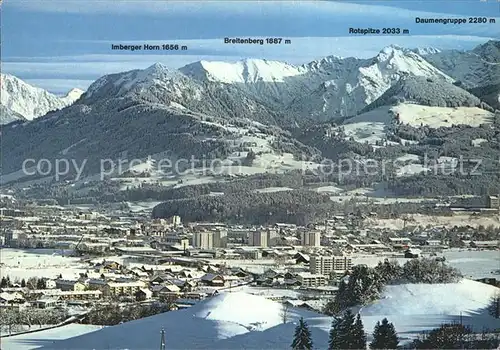 Sonthofen Oberallgaeu Panorama mit Breitenberg Imberger Horn Rotspitze Daumengruppe Kat. Sonthofen