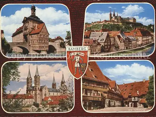 Bamberg Altes Rathaus Dom Alte HofhaltungRegnitz mit Michaelsberg Kat. Bamberg