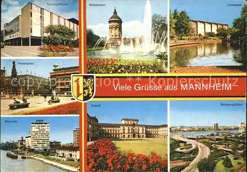 Mannheim Luisenpark Wasserturm Nationaltheater Paradeplatz Kat. Mannheim