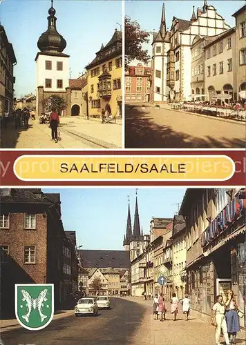 Saalfeld Saale Blankenburger Tor Rathaus mit Marktcafe Kat. Saalfeld
