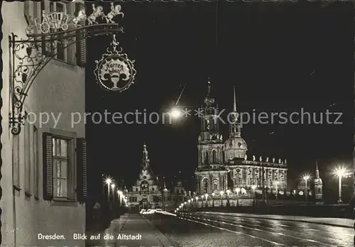 Dresden Altstadt bei Nacht Kat. Dresden Elbe