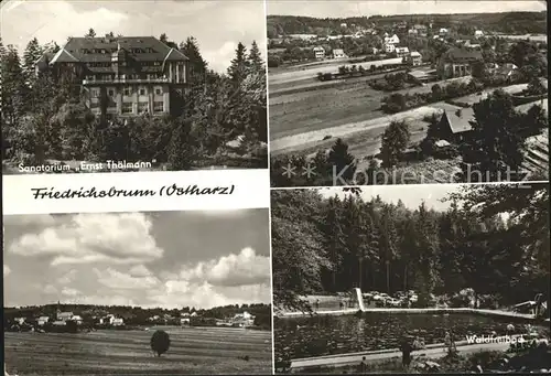 Friedrichsbrunn Harz Waldfreibad Sanatorium Thaelmann Kat. Friedrichsbrunn