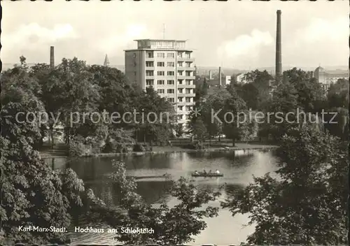 Karl Marx Stadt Hochhaus am Schlossteich Kat. Chemnitz