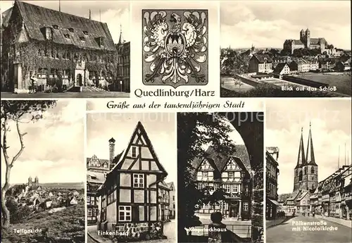 Quedlinburg Schloss Poelkenstrasse Finkenherd Rathaus Klopstockhaus Kat. Quedlinburg