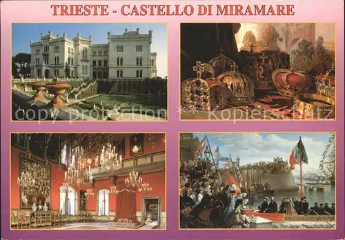 Trieste Castello di Miramare Schloss Miramare Kronen Kronleuchter Koenigliche Zimmer Segelboot Fahnen Kat. Trieste