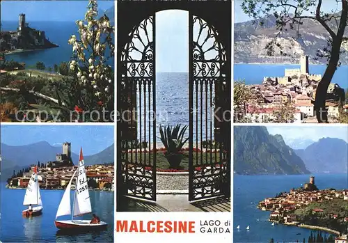 Malcesine Lago di Garda Lago di Garda Segelboote Tor Schloss Kat. Malcesine