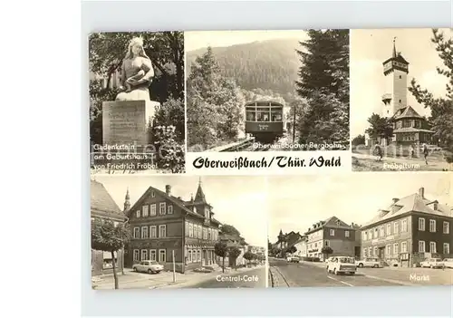 Oberweissbach Froebelturm Bergbahn Gedenkstein am Gerburtshaus von Friedrich Froebel Markt Kat. Oberweissbach