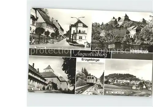 Augustusburg Blick  zum Schloss zur Kirche Drahtseilbahn  Kat. Augustusburg