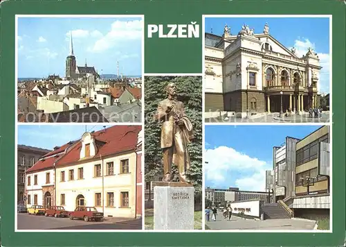 Plzen Pilsen Divadlo J. K. Tyla Sedlackova ulice Socha B. Smetany Dum kultury ROH Kat. Plzen Pilsen