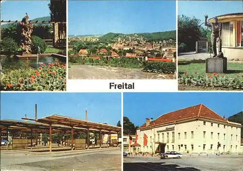 Freital Storchenbrunnen Stahlwerkerdenkmal Busbahnhof  Kat. Freital