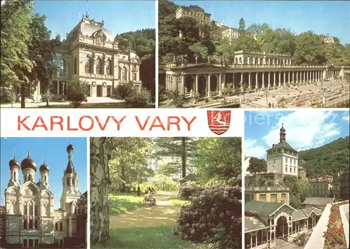 Karlovy Vary Kirche Gebaeude Park  Kat. Karlovy Vary Karlsbad