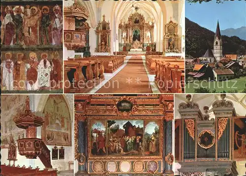 Obervellach Kaernten Pfarrkirche Sankt Martin Nothelferfresko Kanzel Orgel Kat. Obervellach