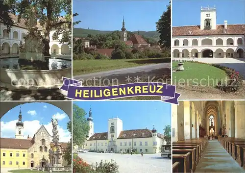 Heiligenkreuz Niederoesterreich Zisterzienser Abtei Josefsbrunnen Stiftshof Dreifaltigkeitssaeule Kirche Kat. Heiligenkreuz
