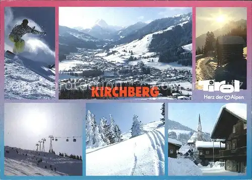 Kirchberg Tirol Skiparadies Brixental Seilbahn Ortsansicht Abendstimmung Winter Kat. Kirchberg in Tirol