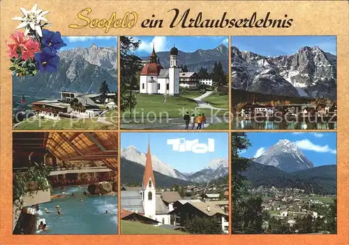 Seefeld Tirol Kirche See Ortsansicht Schwimmbad  Kat. Seefeld in Tirol