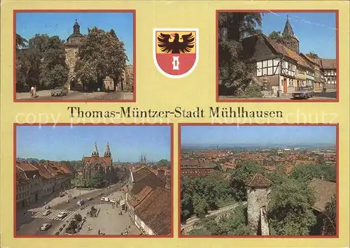 Muehlhausen Thueringen Inneres Frauentor Blick Rabenturm Kirche Divi Blasi Wehrgang Kat. Muehlhausen Thueringen
