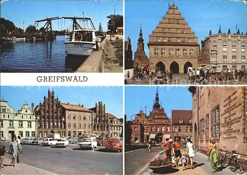 Greifswald Mecklenburg Vorpommern Wiecker Bruecke Rathaus Platz der Freundschaft Markt Kat. Greifswald