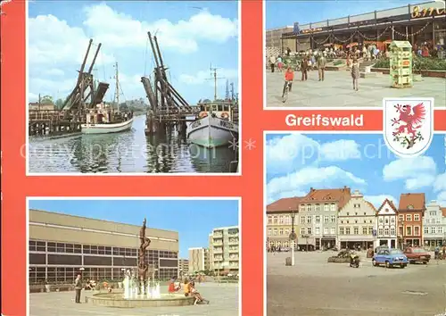 Greifswald Mecklenburg Vorpommern Wiecker Bruecke Kaufhalle 8. Mai Platz der Freundschaft Denkmal  Kat. Greifswald