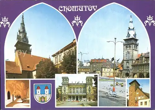 Chomutov Marktplatz Kirche Parksaele Kat. Komotau