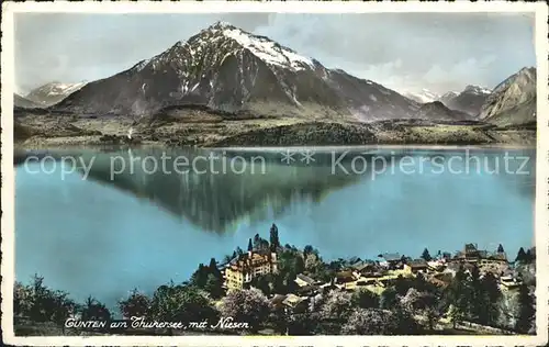 Gunten Panorama Thunersee mit Niesen Berner Alpen Kat. Gunten