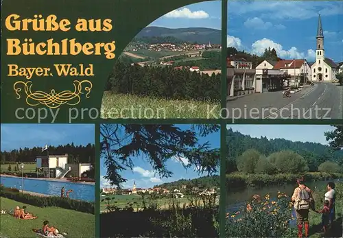 Buechlberg Erholungsort Bayerischer Wald Hauptstrasse Kirche Freibad Wandern Kat. Buechlberg
