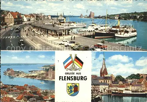 Flensburg Hafen Schiffe Foerde Altstadt Kirche Kat. Flensburg
