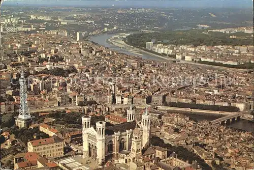 Lyon France Vue generale Fourviere Saone et le Rhone vue aerienne Kat. Lyon