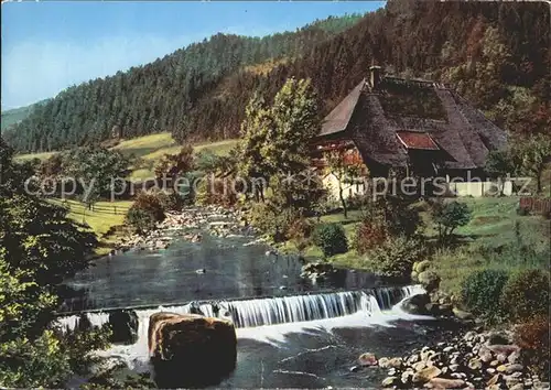 Hornberg Schwarzwald Schwarzwaldbauernhaus Partie am Fluss Wehr Kat. Hornberg