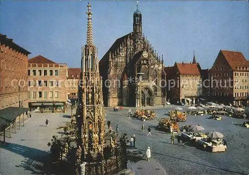 Nuernberg Hauptmarkt Schoener Brunnen Frauenkirche Kat. Nuernberg