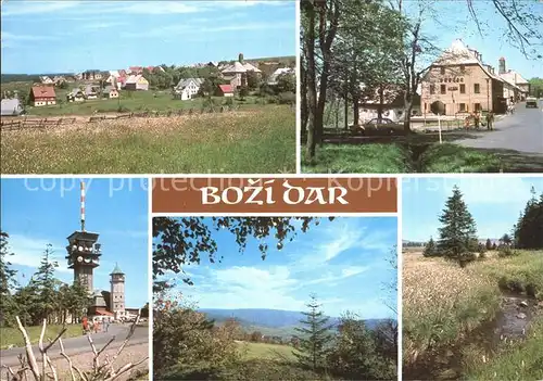Bozi Dar Gottesgab Panorama Landschaft Bachlauf Sendeturm / Gottesgab /