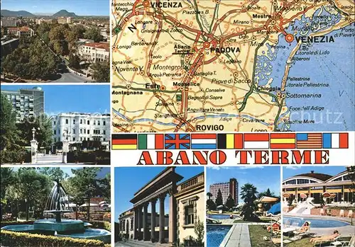 Abano Terme Terme Euganee Thermalbad Strassenkarte Nationalflaggen Kat. Abano Terme