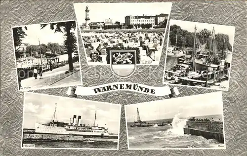 Warnemuende Ostseebad Strand Mole Hafen Kat. Rostock