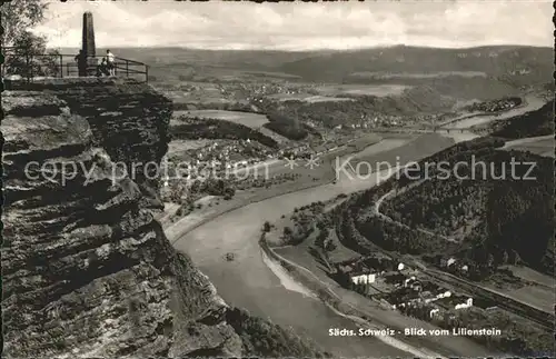 Lilienstein Blick auf die Elbe Kat. Bad Schandau
