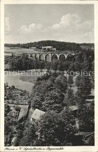 Plauen Vogtland Syratalbruecke mit Muehle Kat. Plauen