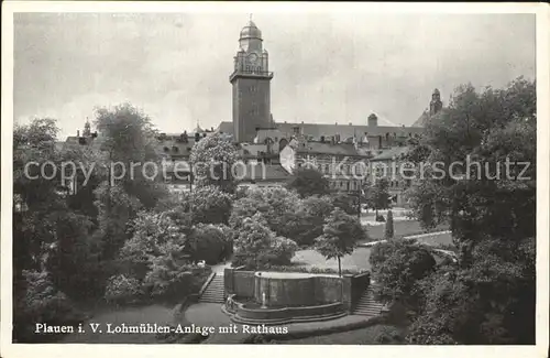 Plauen Vogtland Lohmuehlenanlage mit Rathaus Kat. Plauen