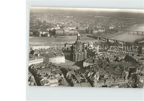 Dresden Fliegeraufnahme Neumarkt und Frauenkirche Kat. Dresden Elbe