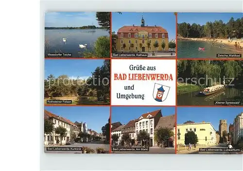 Bad Liebenwerda Maasdorfer Teiche Zeischa Waldbad Rathaus Lubwartturm Kat. Bad Liebenwerda