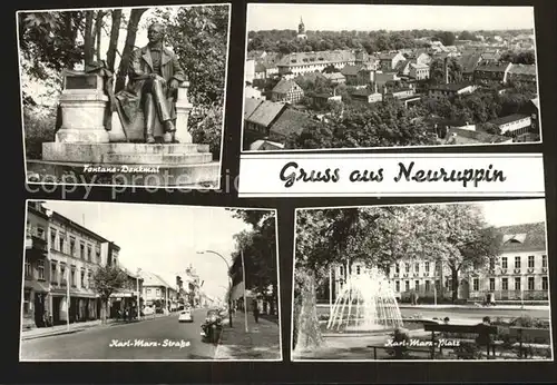 Neuruppin Fontane Denkmal Karl Marx  Platz Strasse  Kat. Neuruppin