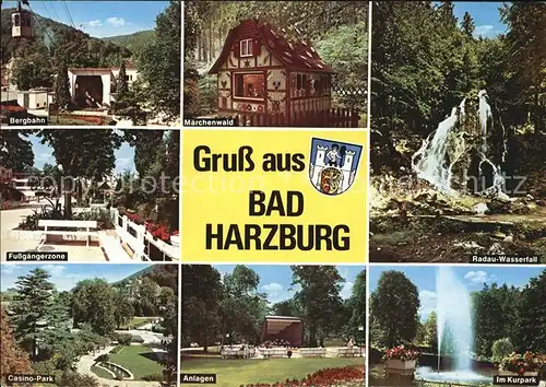 Bad Harzburg Radau Wasserfall Bergbahn Fussgaengerzone Casino Park Kat. Bad Harzburg