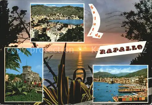 Rapallo Liguria Teilansicht Hafen Burg Kat. Rapallo