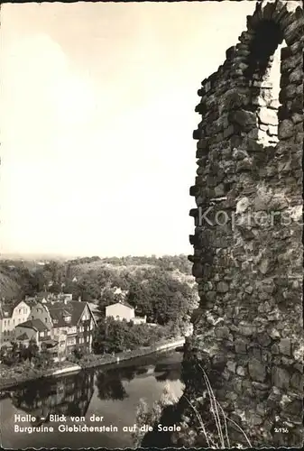 Halle Saale Blick von Burgruine Giebichenstein auf Saale Kat. Halle