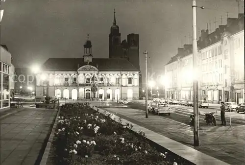 Magdeburg Rathaus bei Nacht Kat. Magdeburg