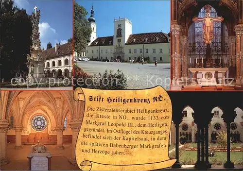 Heiligenkreuz Niederoesterreich Zisterzienser Abtei Innenhof Saeule Byzantinisches Kreuz  Kat. Heiligenkreuz