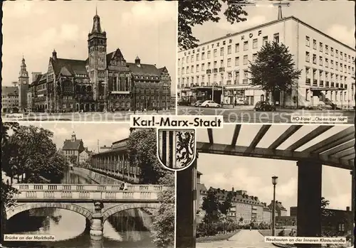 Chemnitz Karl Marx Stadt Rathaus Bruecke Innere Klosterstrasse Kat. Chemnitz